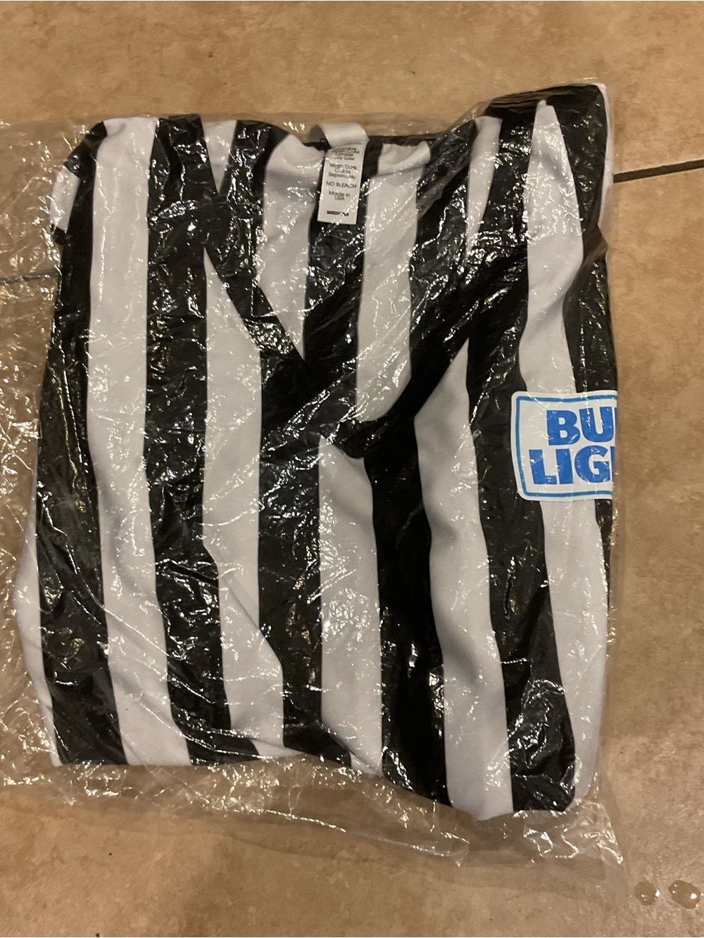 Bud Light Black & White Striped Referee Shirt NEW